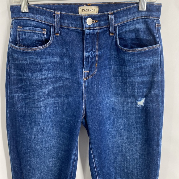 L’Agence Shane Distressed Slouchy Straight Jeans High Rise Medium Wash Size 26 - Picture 4 of 11